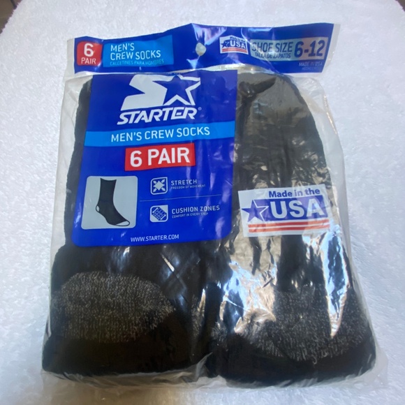 Starter Black Crew Socks (6) - Picture 1 of 3